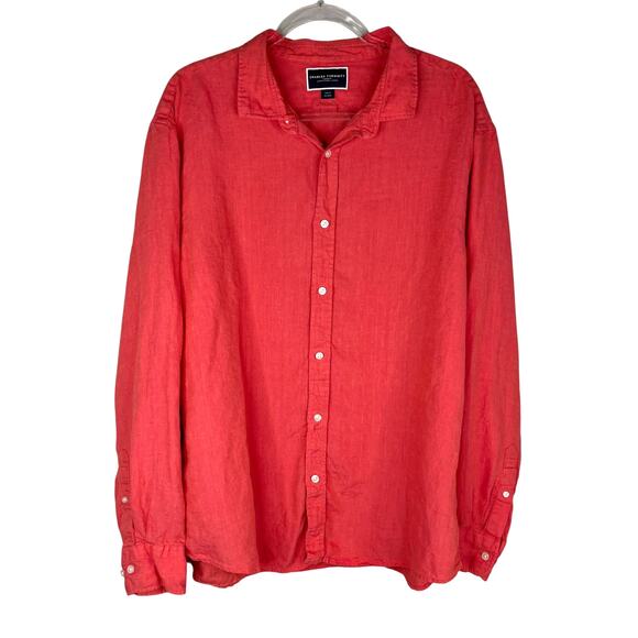 Charles Tyrwhitt Linen Button Down Shirt Slim Fit XXL Coral - Picture 1 of 13
